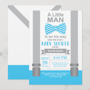 Invitación para Baby Shower de Hombre Pequeño Azul