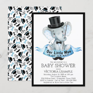 Invitación para Baby Shower de Hombre Pequeño Elef