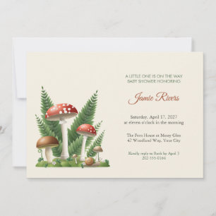 Invitación para baby shower de hongo y helecho del