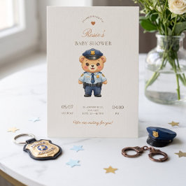 Invitación para baby shower de insignia de policía