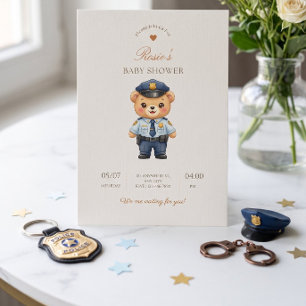 Invitación para baby shower de insignia de policía