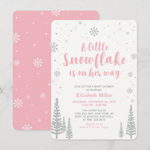 Invitación para Baby Shower de Invierno Rosa, Niña
