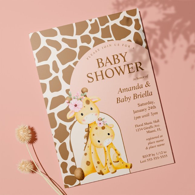 Invitación para baby shower de jirafa niña (Subido por el creador)