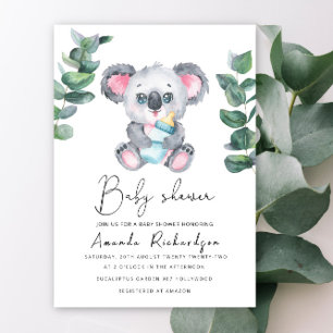 Invitación para baby shower de koala