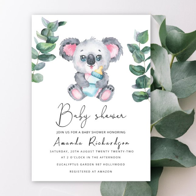 Invitación para baby shower de koala (Subido por el creador)