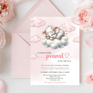 Invitación para baby shower de la niña elefante ma