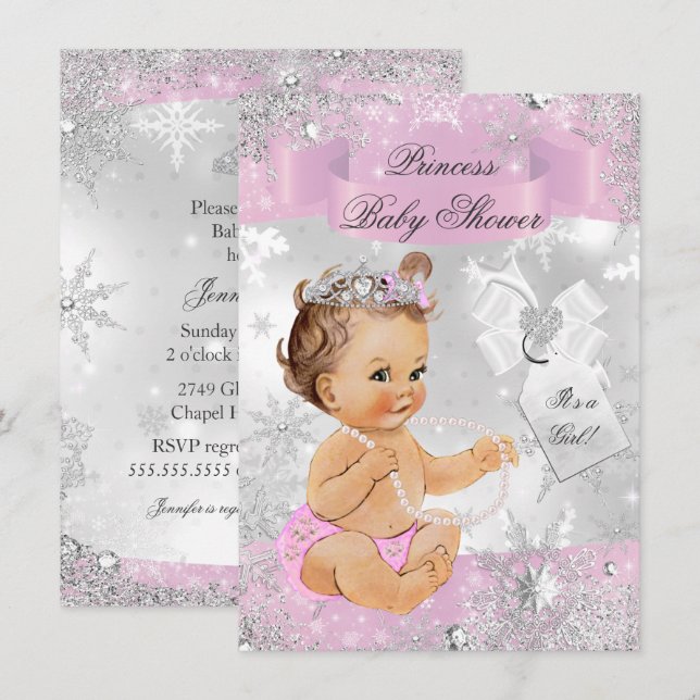 Invitación para Baby Shower de la Princesa Copo de (Anverso / Reverso)