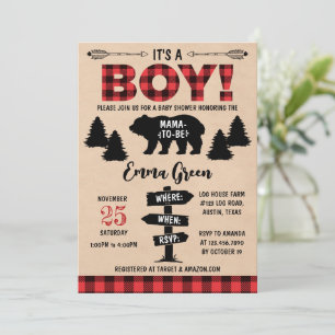 Invitación para Baby Shower de Leñador