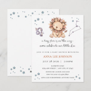 Invitación para baby shower de Leo Zodiac