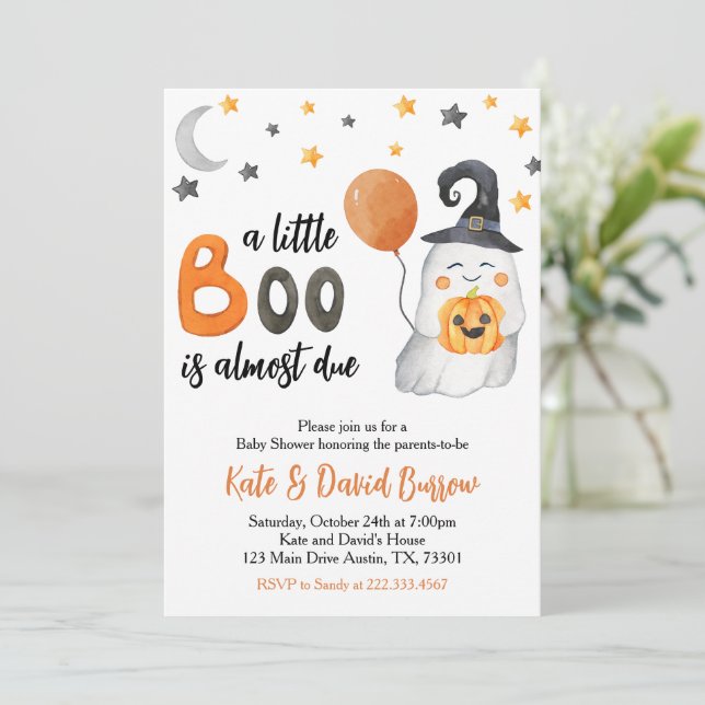 Invitación para Baby Shower de Little Boo (Anverso de pie)