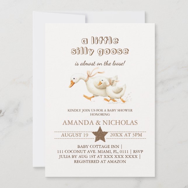 Invitación para Baby Shower de Little Goose (Anverso)