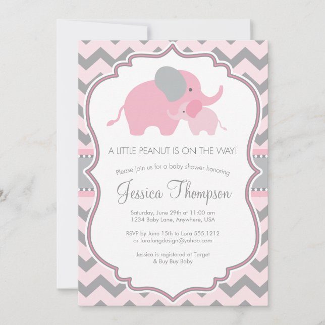 Invitación para Baby Shower de Little Peanut (Anverso)
