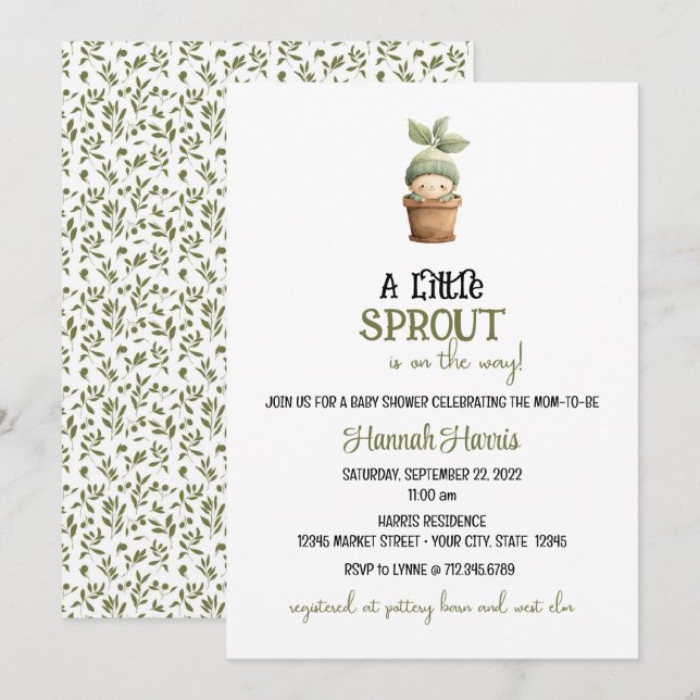 Invitación para Baby Shower de Little Sprout on th (Anverso / Reverso)