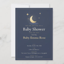 Invitación para Baby Shower de Luna y Estrellas