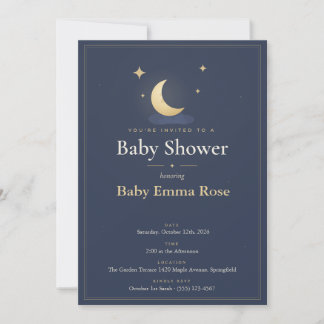 Invitación para Baby Shower de Luna y Estrellas