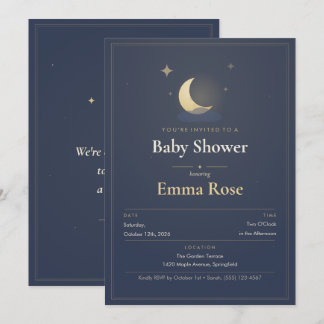 Invitación para baby shower de Luna y Estrellas, A