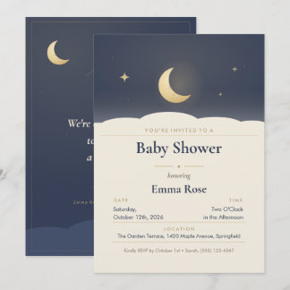 Invitación para baby shower de Luna y Estrellas, C