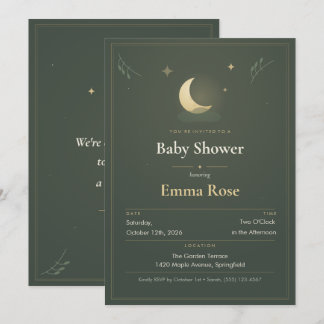 Invitación para baby shower de Luna y Estrellas, V