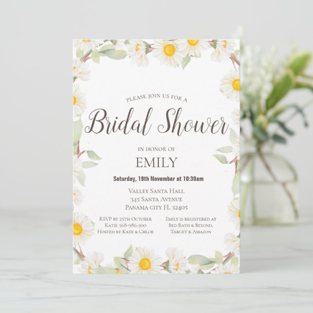 Invitación para baby shower de margarita, Invitaci (Anverso de pie)