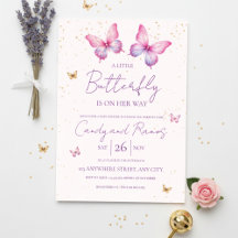 Invitación para Baby Shower de Mariposa