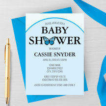 Invitación para Baby Shower de Mariposa Arcoíris A