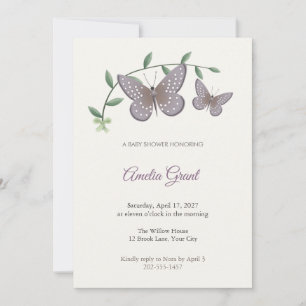 Invitación para baby shower de mariposa de guinea