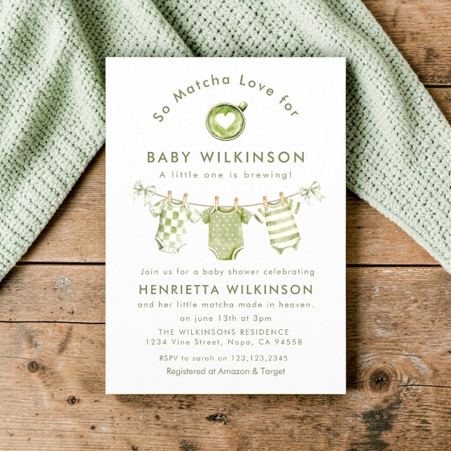 Invitación para Baby Shower de Matcha Love Verde B (Subido por el creador)