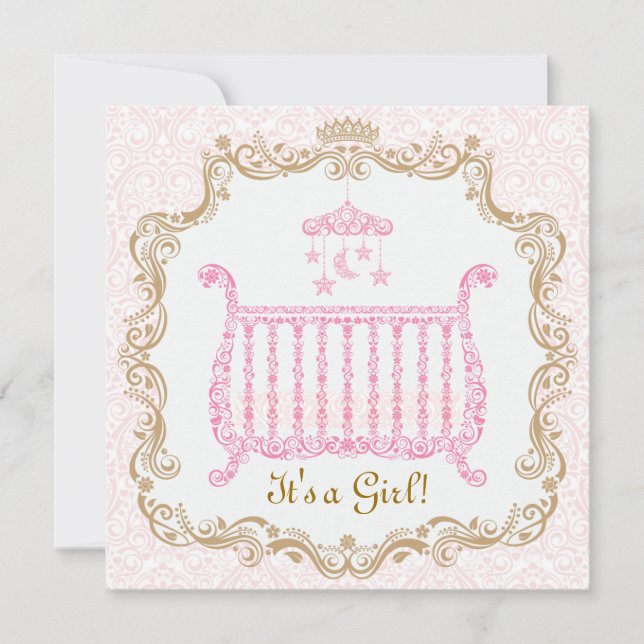 Invitación para Baby Shower de Niña (Anverso)