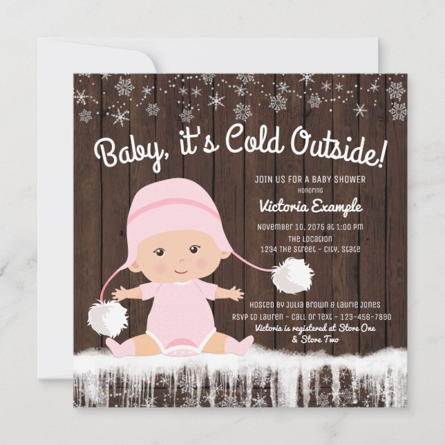 Invitación para Baby Shower de Niña 'Baby its Cold (Anverso)
