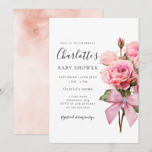 Invitación para Baby Shower de niña con arco de di