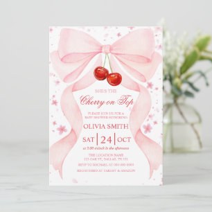 Invitación para Baby Shower de Niña con Cereza y L