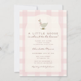 Invitación para baby shower de niña con ganso