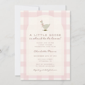Invitación para baby shower de niña con ganso
