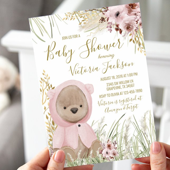 Invitación para Baby Shower de Niña con Hierba de  (Subido por el creador)