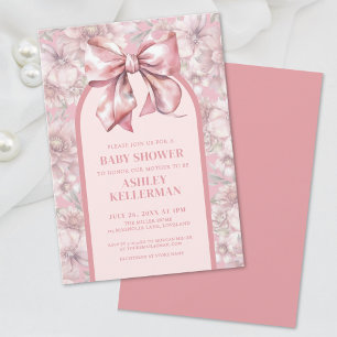 Invitación para Baby Shower de Niña con Lazo Flora
