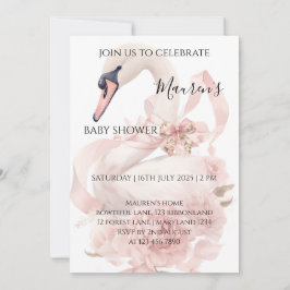 Invitación para Baby Shower de Niña con Lazo Rosa