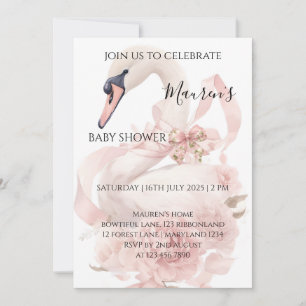 Invitación para Baby Shower de Niña con Lazo Rosa