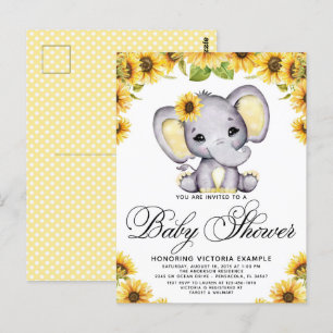Invitación para Baby Shower de Niña Elefante Giras