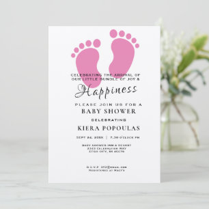 Invitación para Baby Shower de Niña - Huellas Rosa