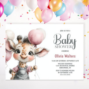 Invitación para baby shower de niña jirafa
