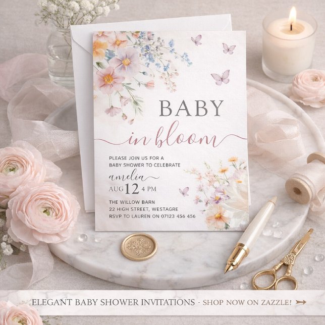 Invitación para Baby Shower de Niña Mariposa (Subido por el creador)
