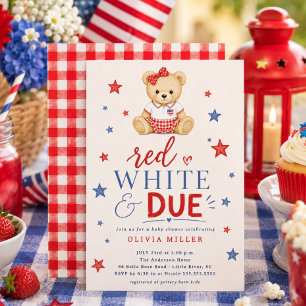 Invitación para baby shower de niña 'Rojo, Blanco