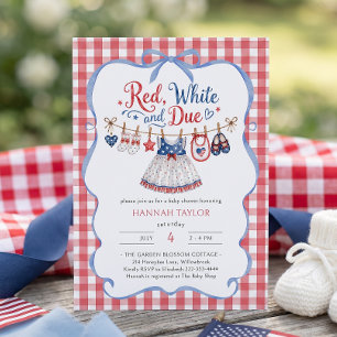 Invitación para baby shower de niña 'Rojo, Blanco