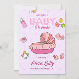 invitación para baby shower de niña, rosa