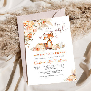 Invitación para Baby Shower de Niña Zorra Capricho