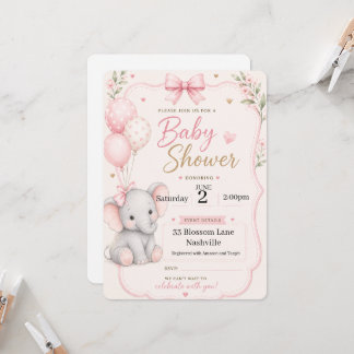 Invitación para baby shower de niñas con tema de e