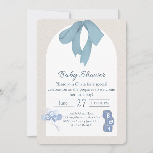 Invitación para Baby Shower de Niño (Anverso)