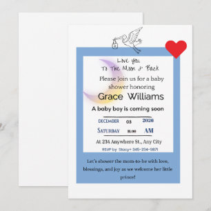 Invitación para Baby Shower de Niño 'A la Luna y d