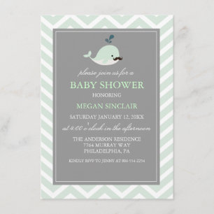 Invitación para Baby Shower de Niño Ballena con Bi