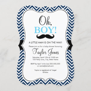 Invitación para Baby Shower de Niño con Bigote / A